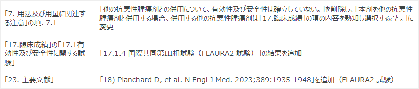 電子添文における主な変更点
